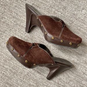 Cole Haan brown suede clogs/ slides/ mules size 7.5 AA